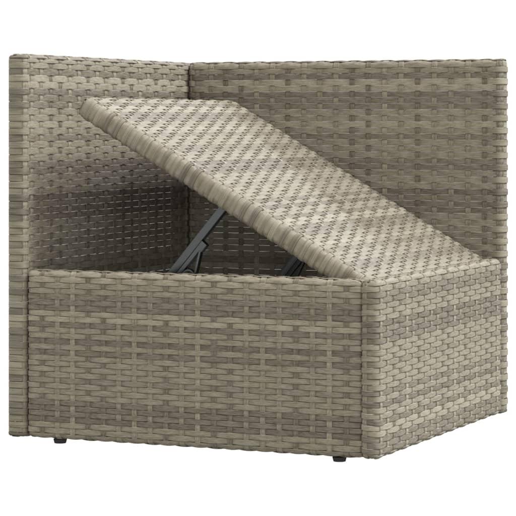 5 Piece Garden Lounge Set with Cushions Grey Poly Rattan
