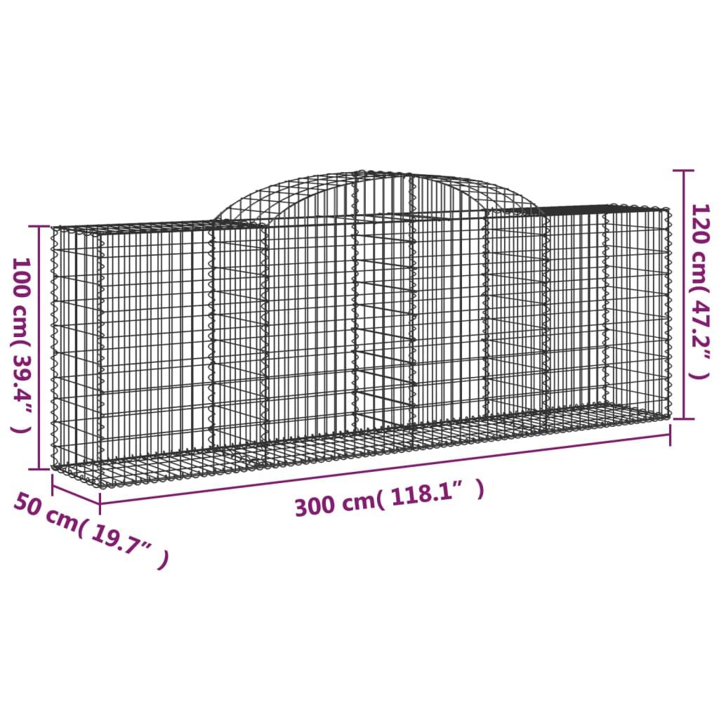 Arched Gabion Basket 300x50x100/120 cm Galvanised Iron