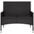 2-Seater Garden Bench with Cushions Black Poly Rattan