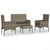 4 Piece Garden Lounge Set with Cushions Grey Poly Rattan