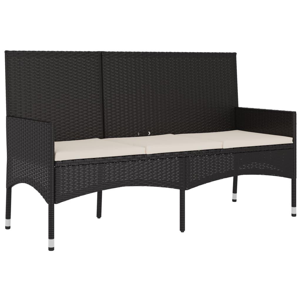 4 Piece Garden Lounge Set with Cushions Black Poly Rattan