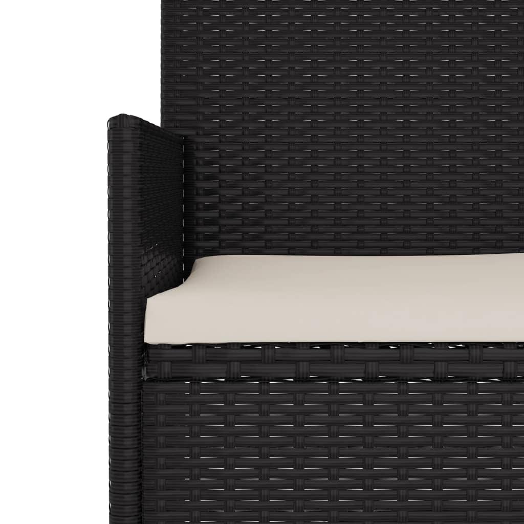 4 Piece Garden Lounge Set with Cushions Black Poly Rattan
