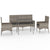4 Piece Garden Lounge Set with Cushions Grey Poly Rattan