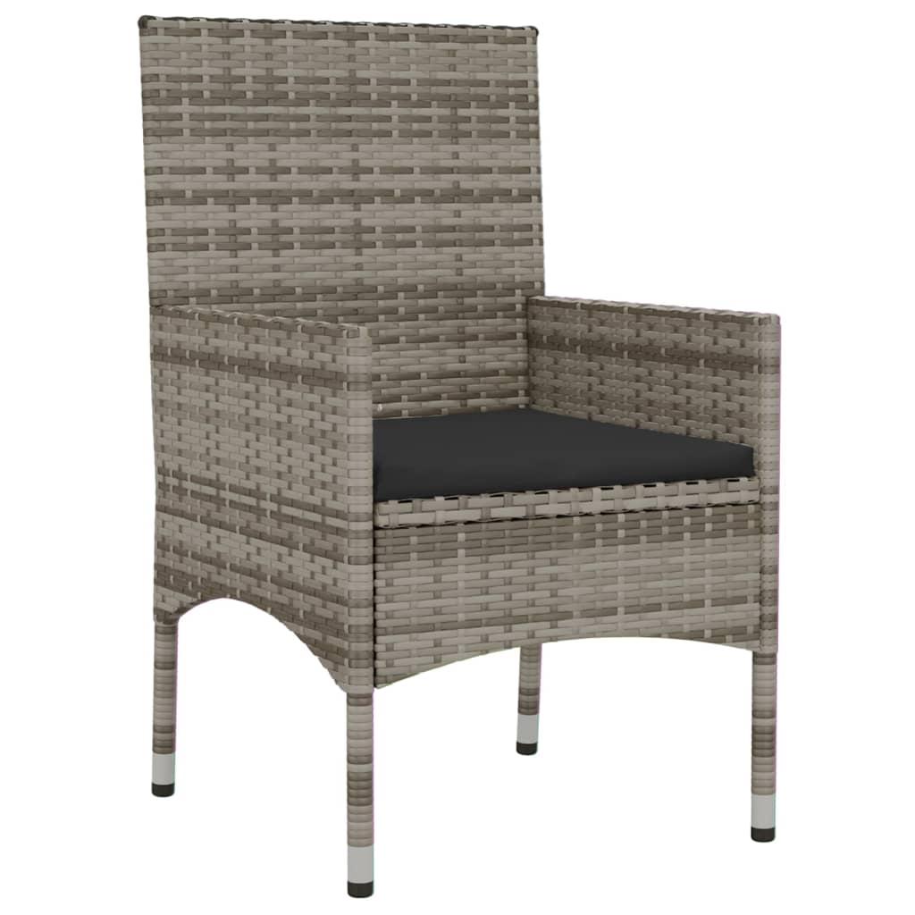 4 Piece Garden Lounge Set with Cushions Grey Poly Rattan
