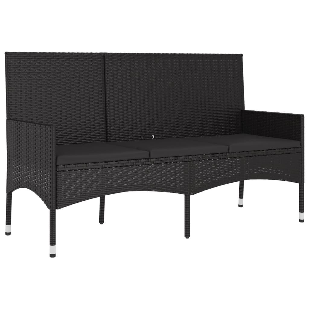 4 Piece Garden Lounge Set with Cushions Black Poly Rattan