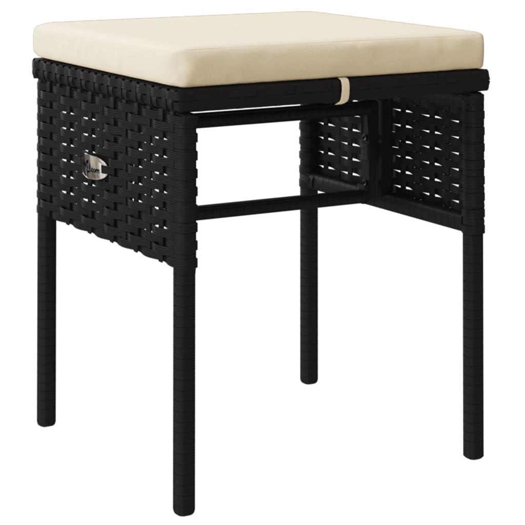 6 Piece Garden Lounge Set with Cushions Black Poly Rattan