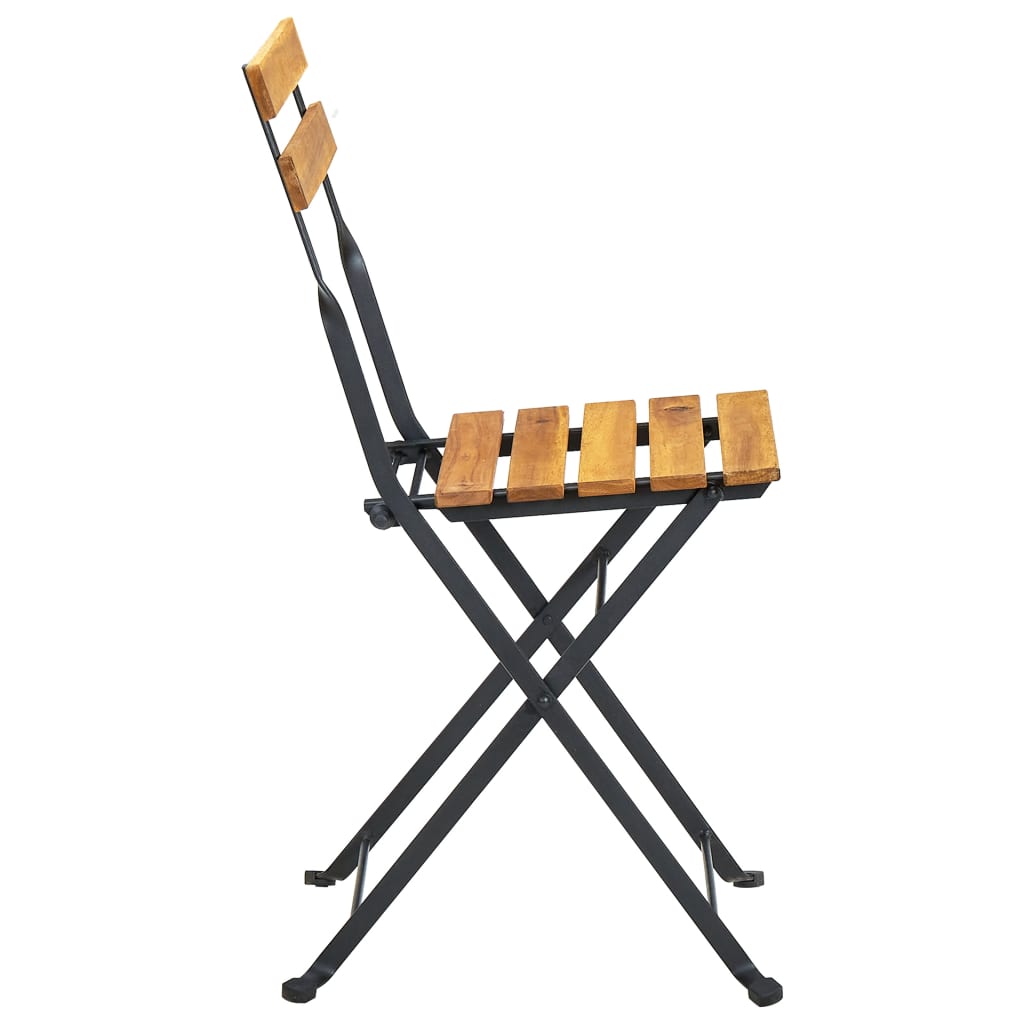 Folding Garden Chairs 6 pcs Steel and Solid Wood Acacia