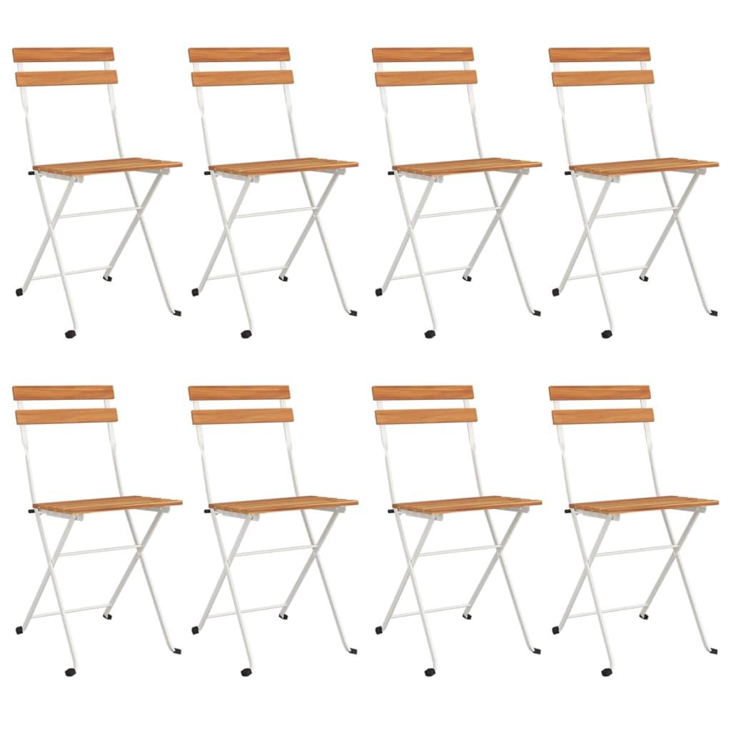 Folding Bistro Chairs 8 pcs Solid Wood Acacia and Steel