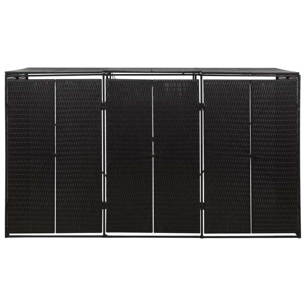 Triple Wheelie Bin Shed Black 207x80x117 cm Poly Rattan