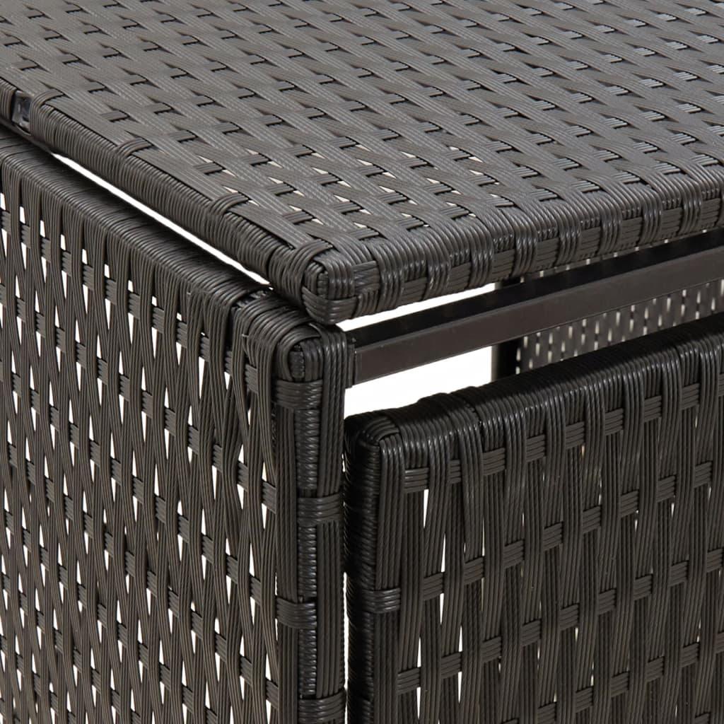 Triple Wheelie Bin Shed Black 207x80x117 cm Poly Rattan