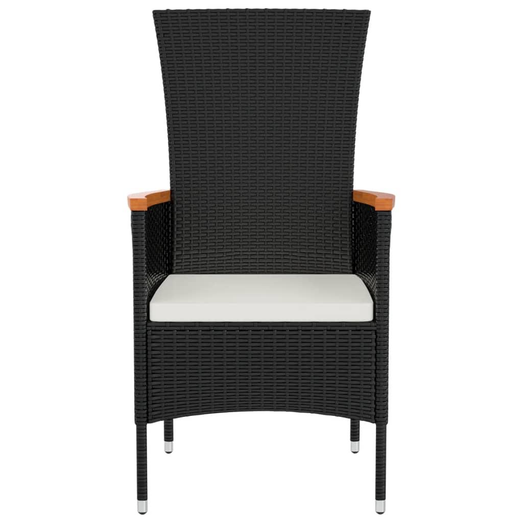 Garden Chairs with Cushions 2 pcs Poly Rattan Black