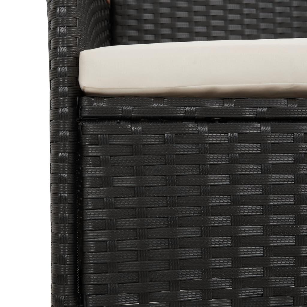 Garden Chairs with Cushions 2 pcs Poly Rattan Black