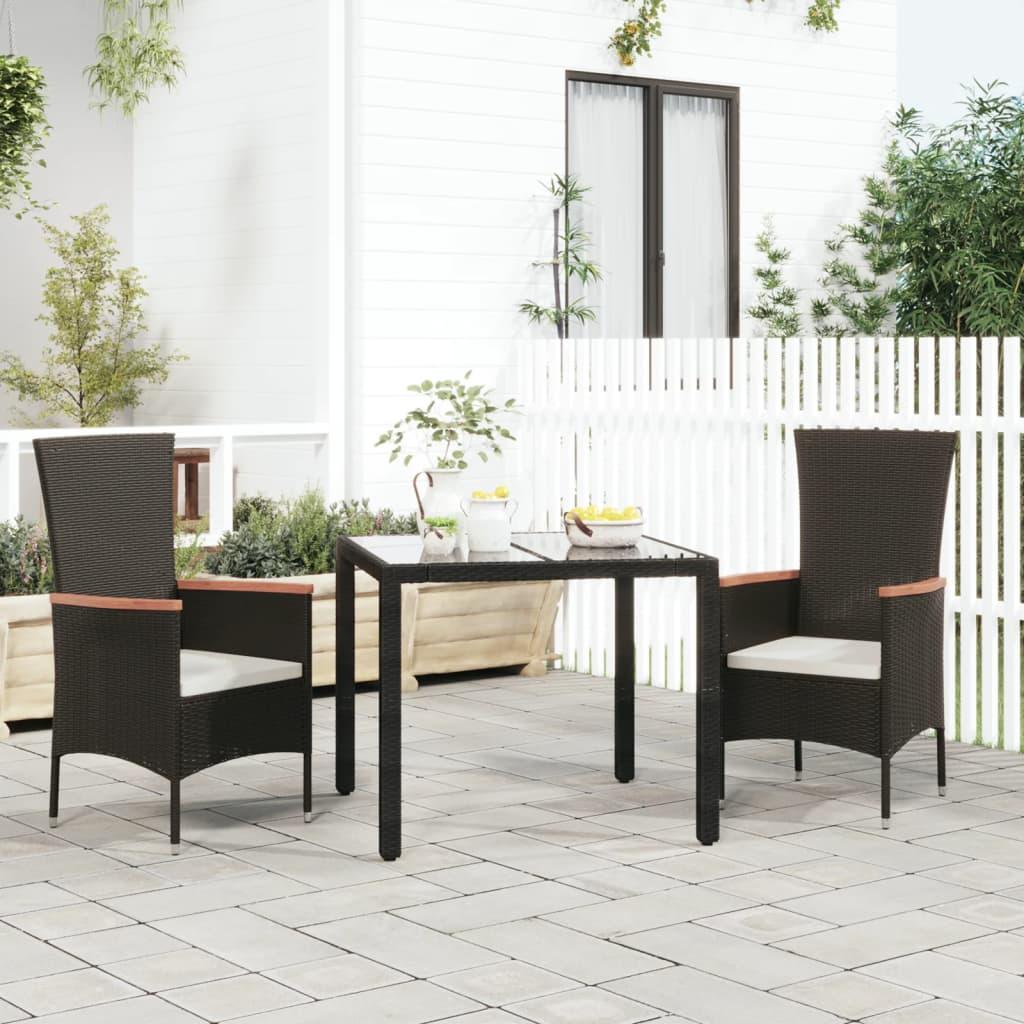 Garden Chairs with Cushions 2 pcs Poly Rattan Black