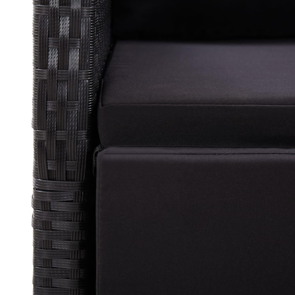 Reclining Garden Chairs with Cushions 2 pcs Black Poly Rattan