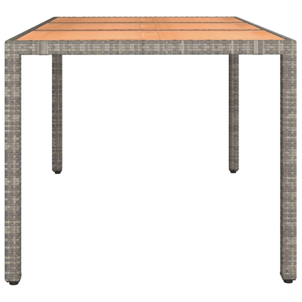 Garden Table with Wooden Top Grey Poly Rattan&Solid Wood Acacia