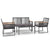 4 Piece Garden Lounge Set with Cushions Black Steel