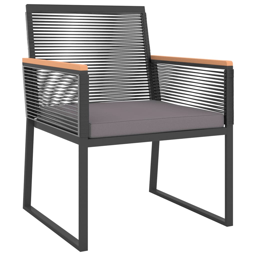 4 Piece Garden Lounge Set with Cushions Black Steel