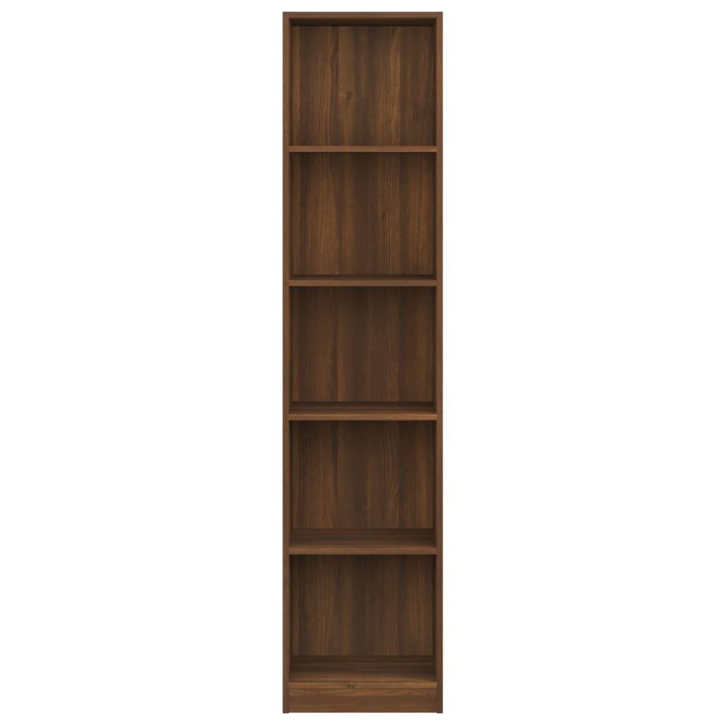 5-Tier Book Cabinet Brown Oak 40x24x175 cm Engineered Wood