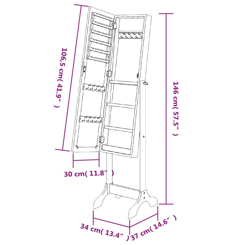 Free-Standing Mirror White 34x37x146 cm
