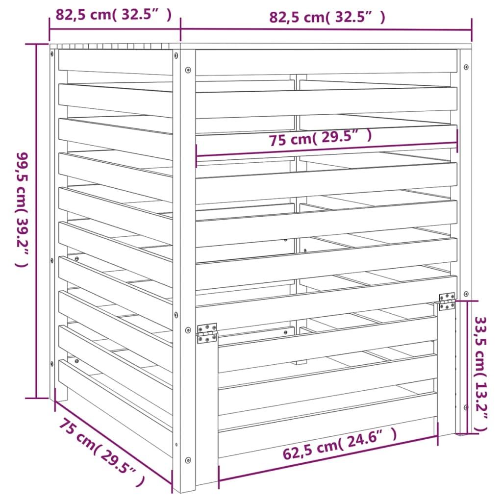 Composter 82.5x82.5x99.5 cm Solid Wood Pine