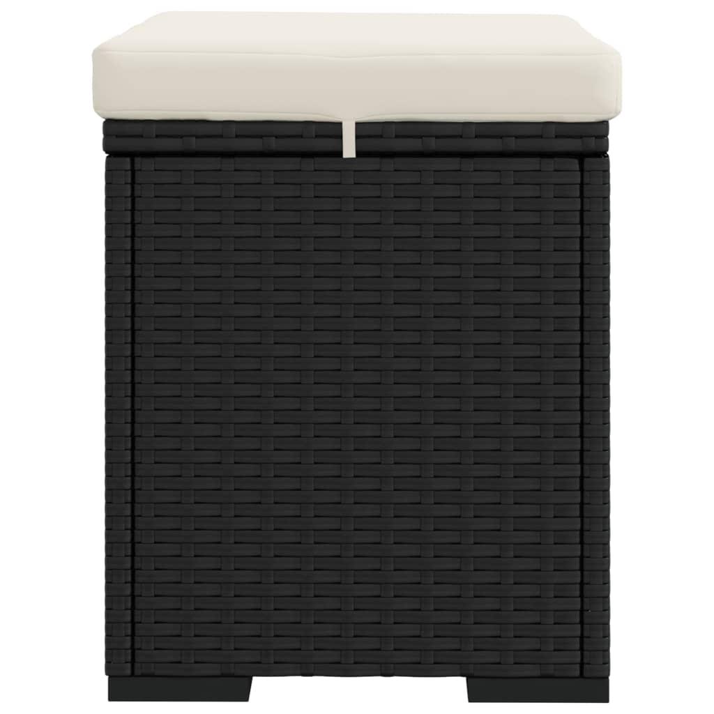 Ottomans with Cushions 2 pcs Black 40x30x40 cm Poly Rattan
