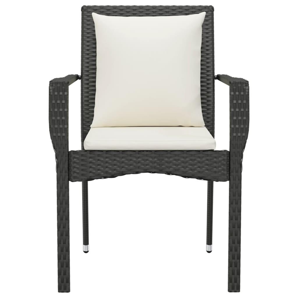Garden Chairs with Cushions 2 pcs Poly Rattan Black