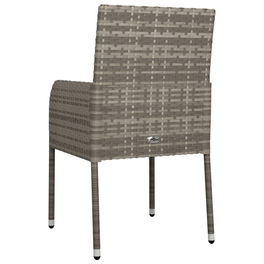 Garden Chairs with Cushions 4 pcs Poly Rattan Grey