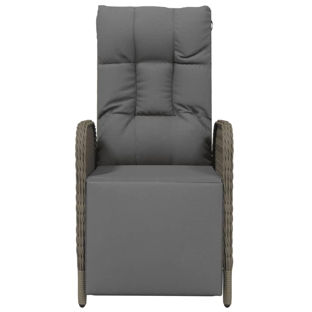 Outdoor Reclining Chairs with Cushions 2 pcs Poly Rattan Grey
