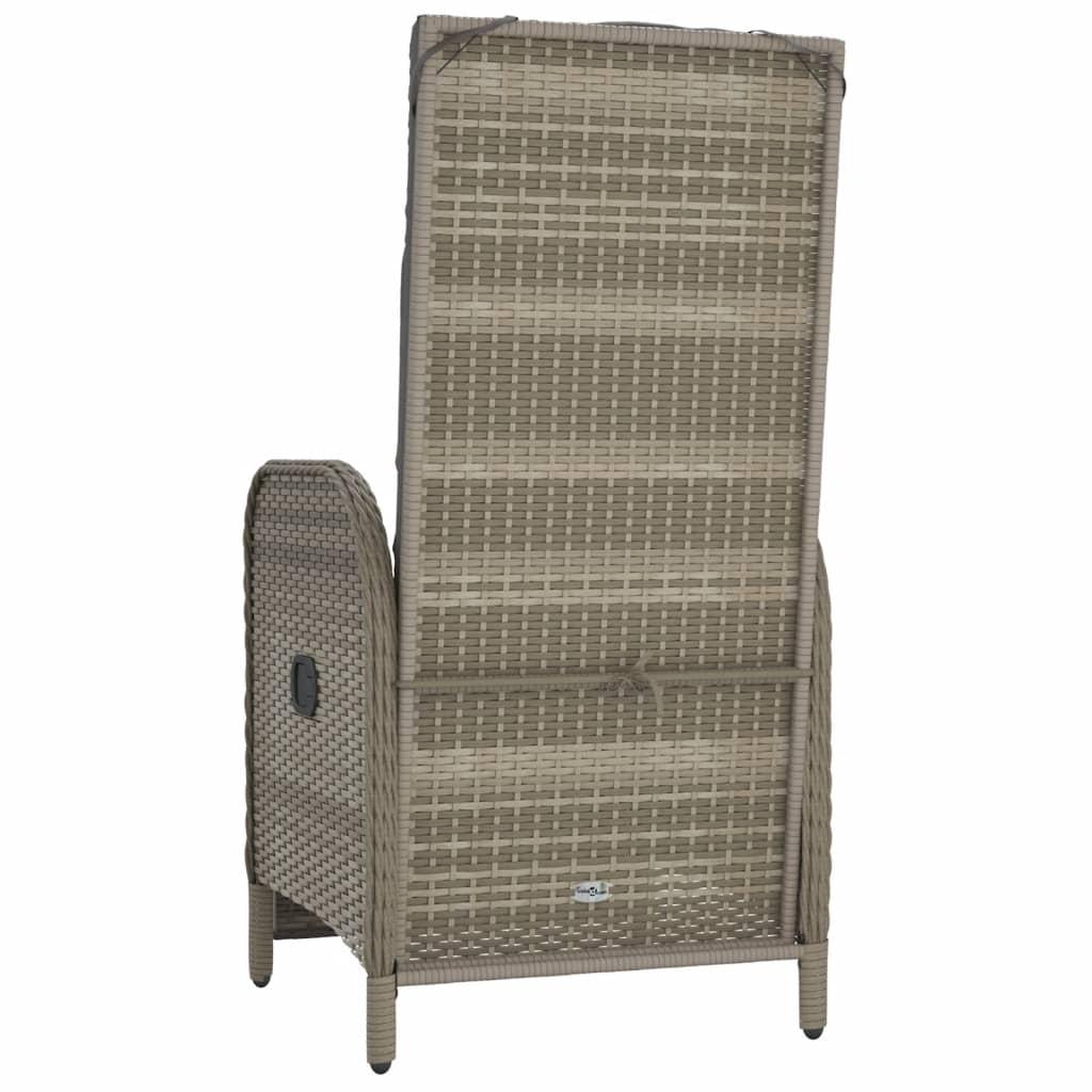 Outdoor Reclining Chairs with Cushions 2 pcs Poly Rattan Grey