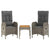 3 Piece Garden Lounge Set with Cushions Grey Poly Rattan