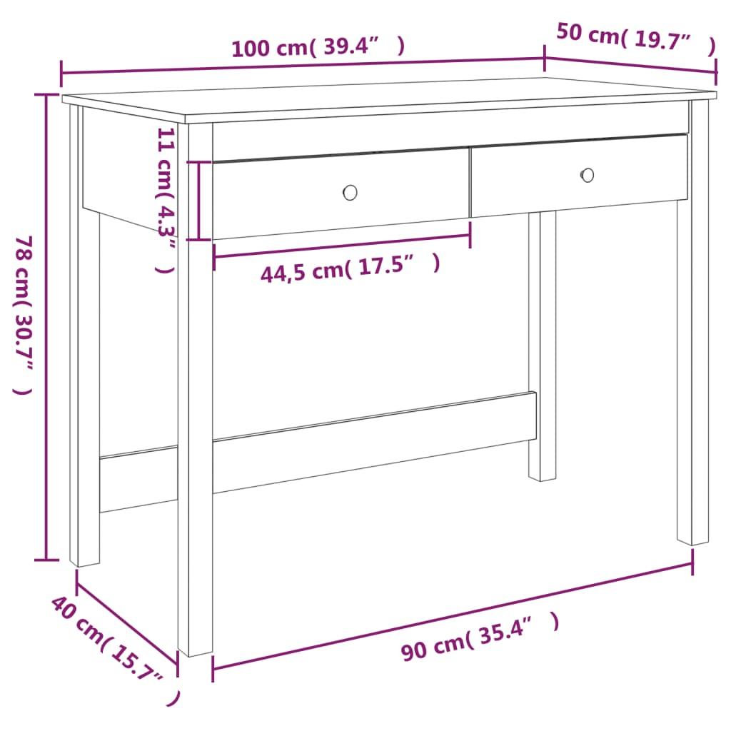 Desk with Drawers 100x50x78 cm Solid Wood Pine