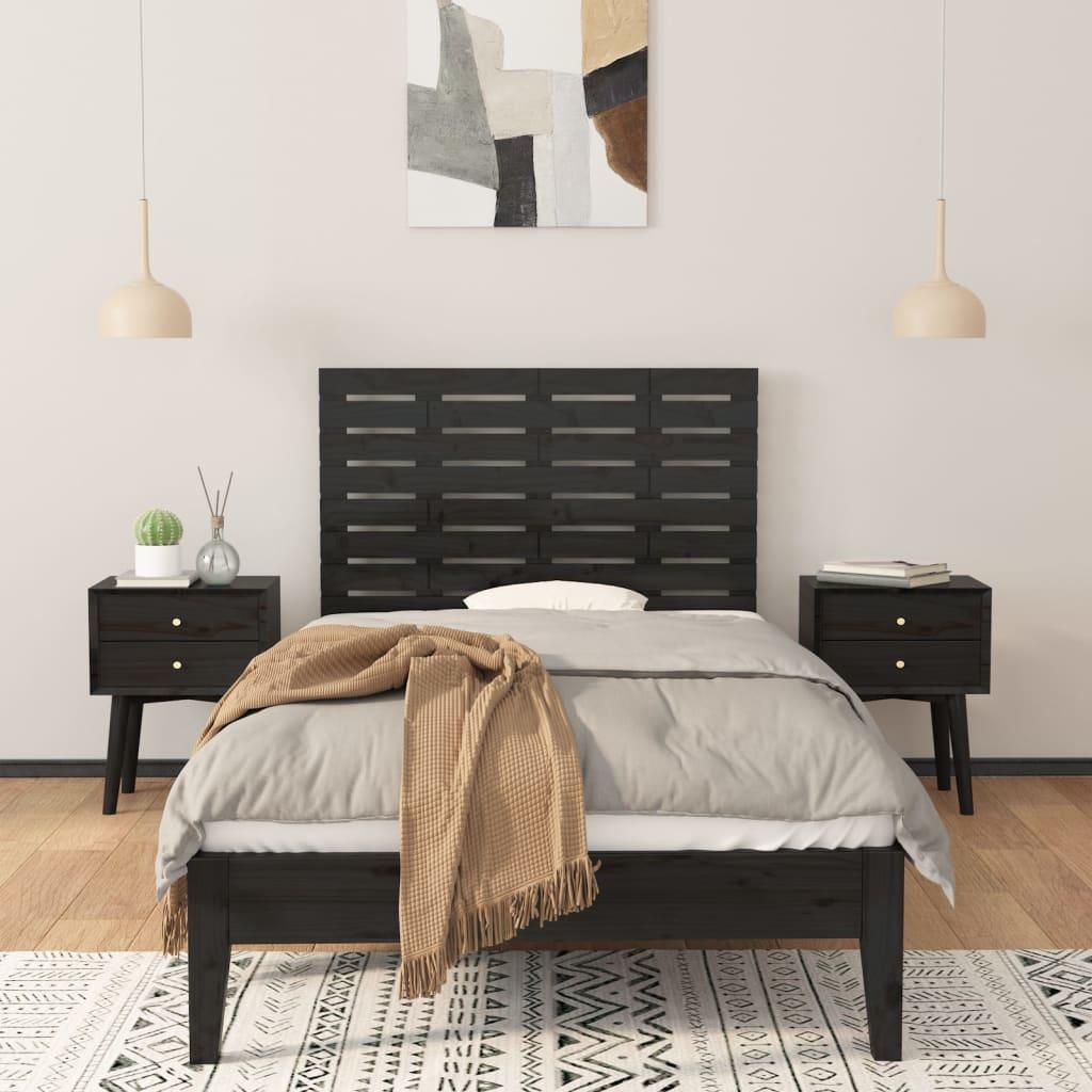 Wall Headboard Black 96 cm Solid Wood Pine
