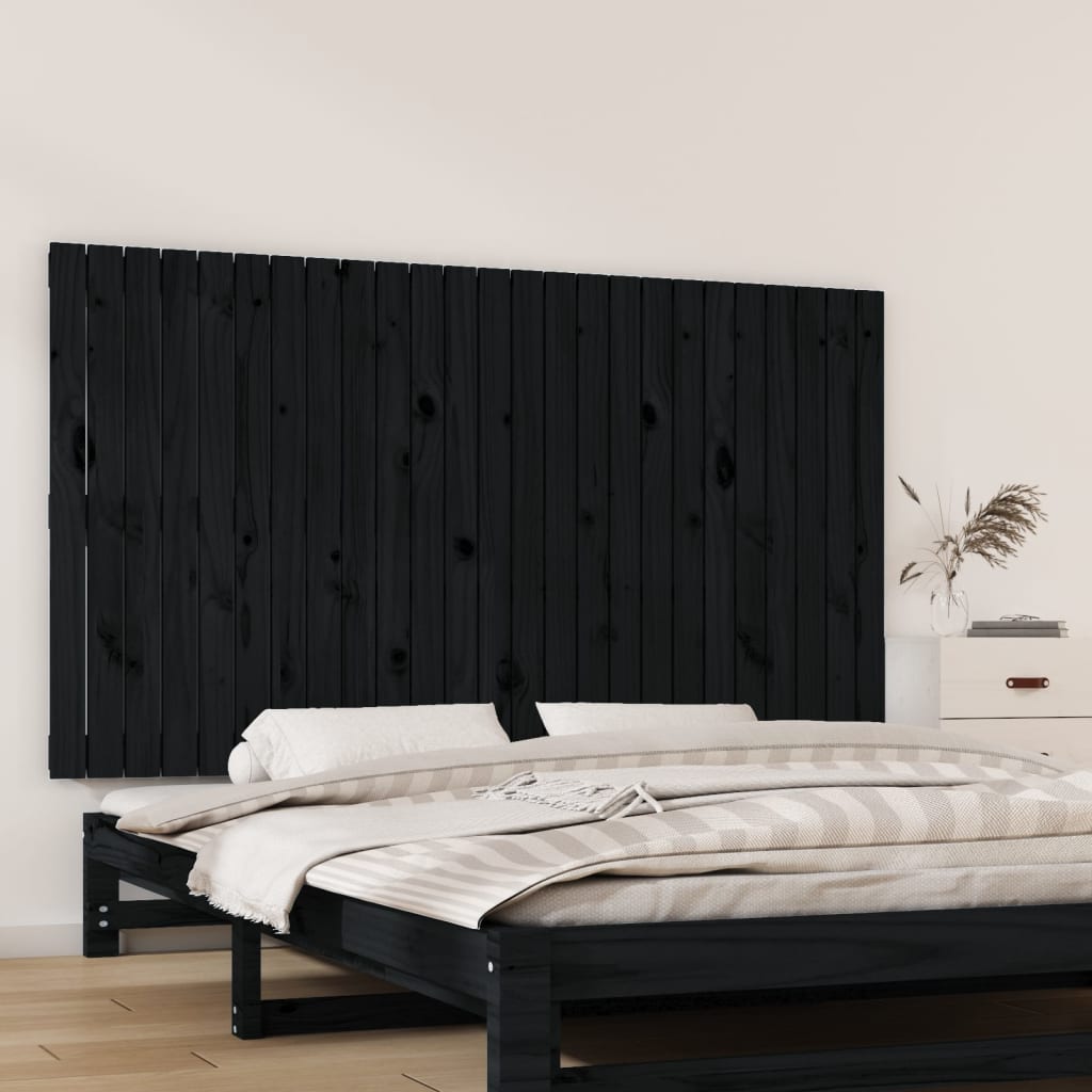 Wall Headboard Black 159.5 cm Solid Wood Pine