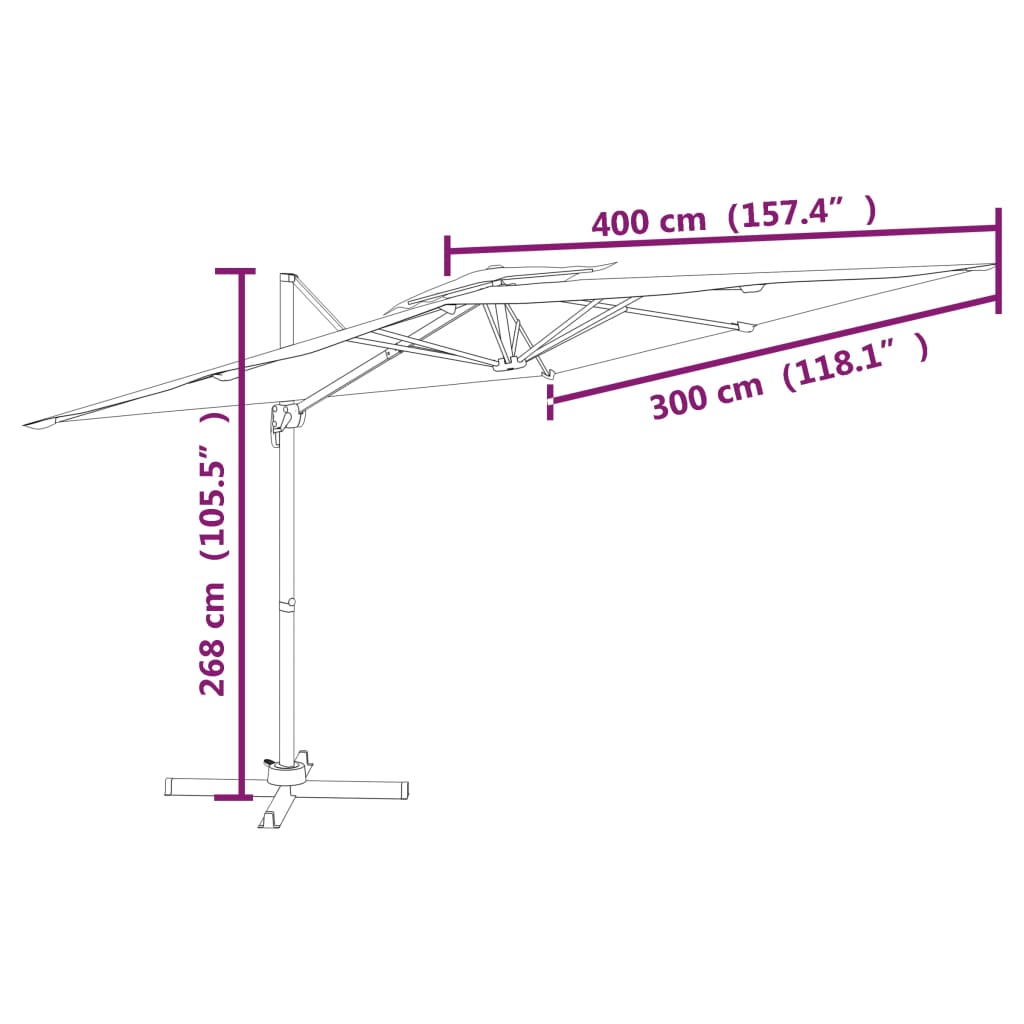 Double Top Cantilever Umbrella Taupe 400x300 cm