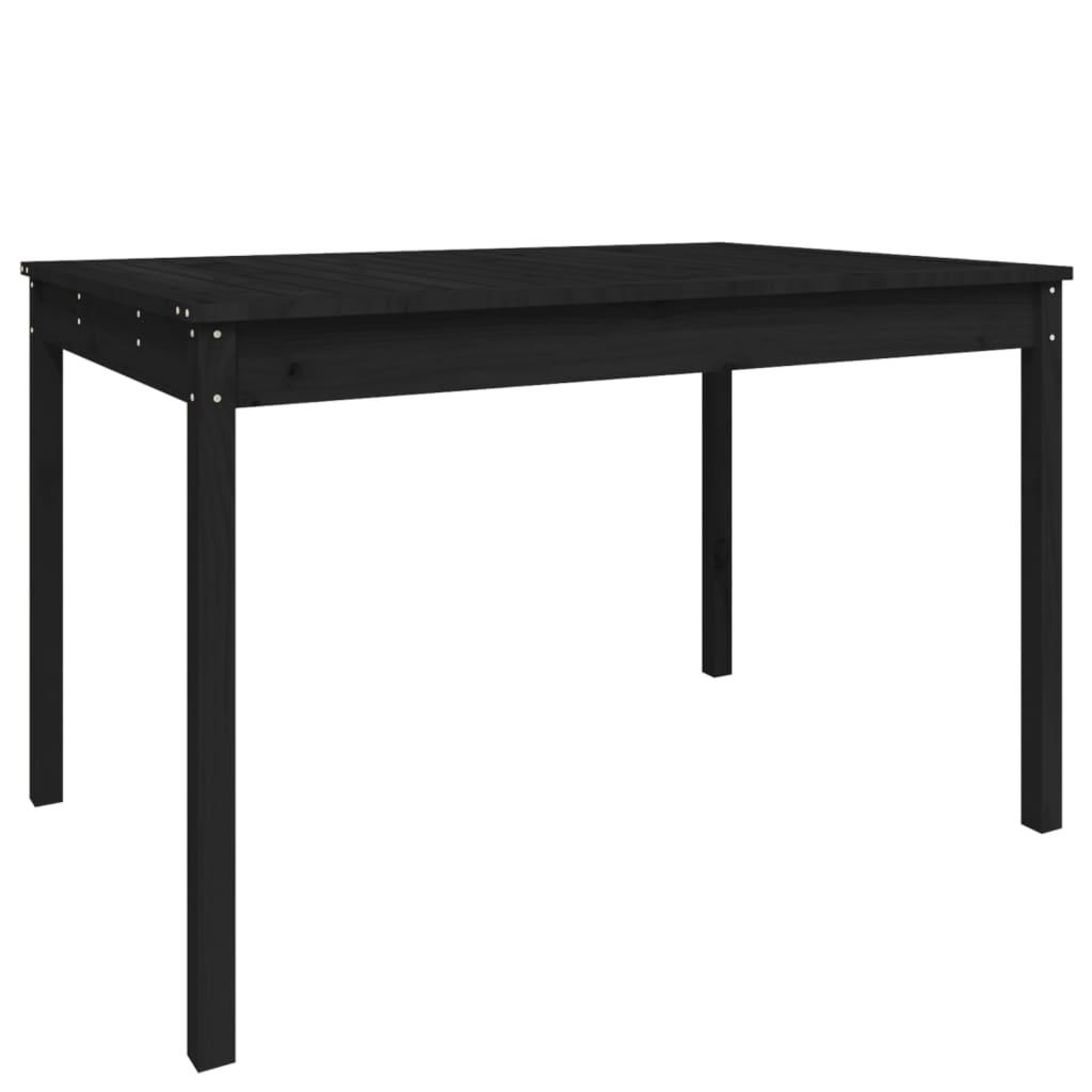 Garden Table Black 121x82.5x76 cm Solid Wood Pine