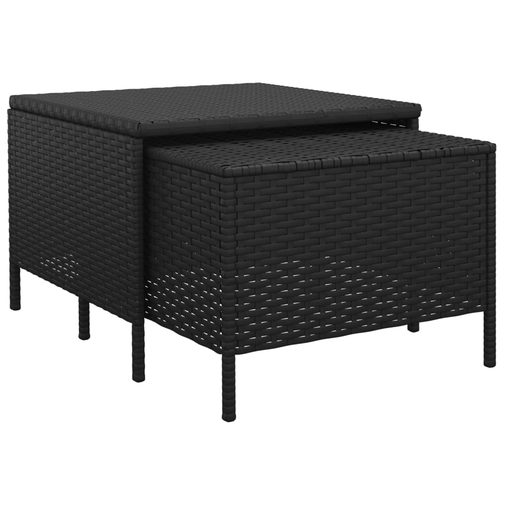 3 Piece Garden Lounge Set with Cushions Black Poly Rattan
