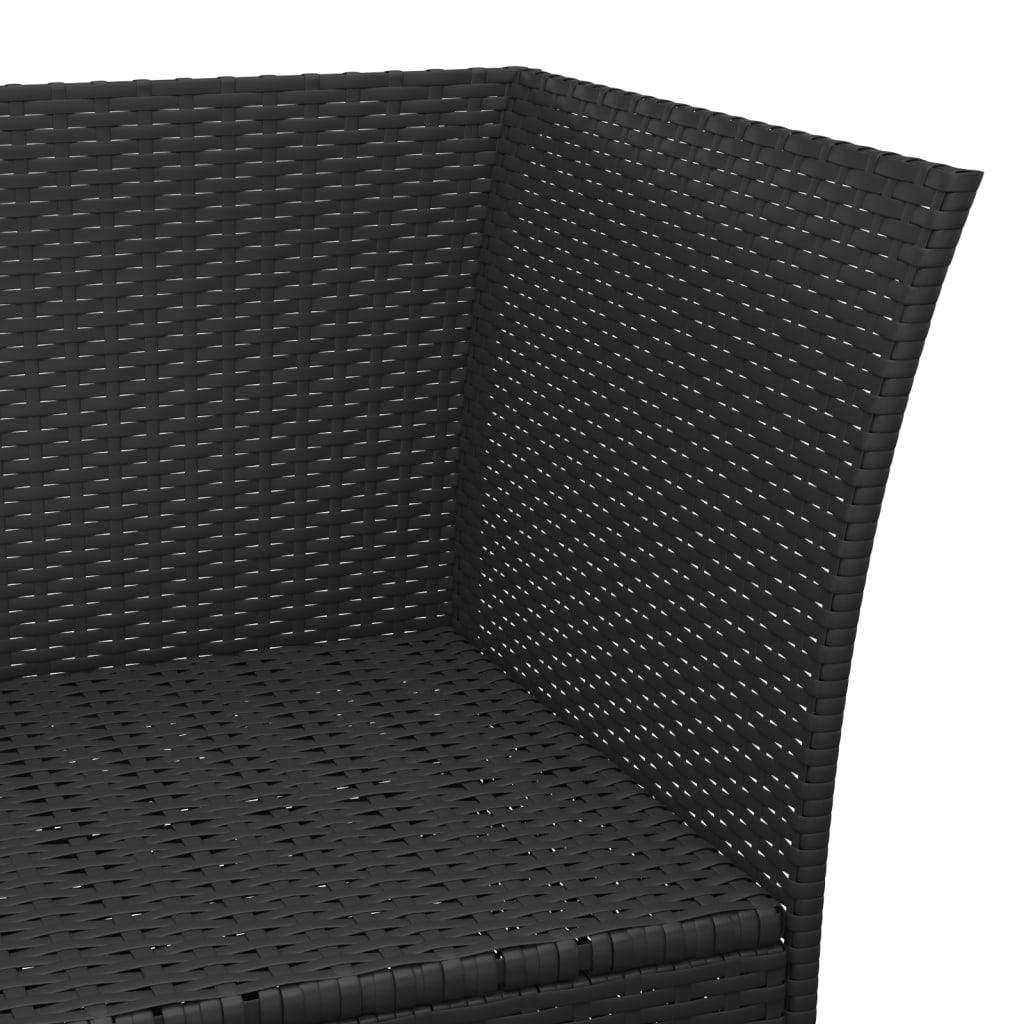 3 Piece Garden Lounge Set with Cushions Black Poly Rattan
