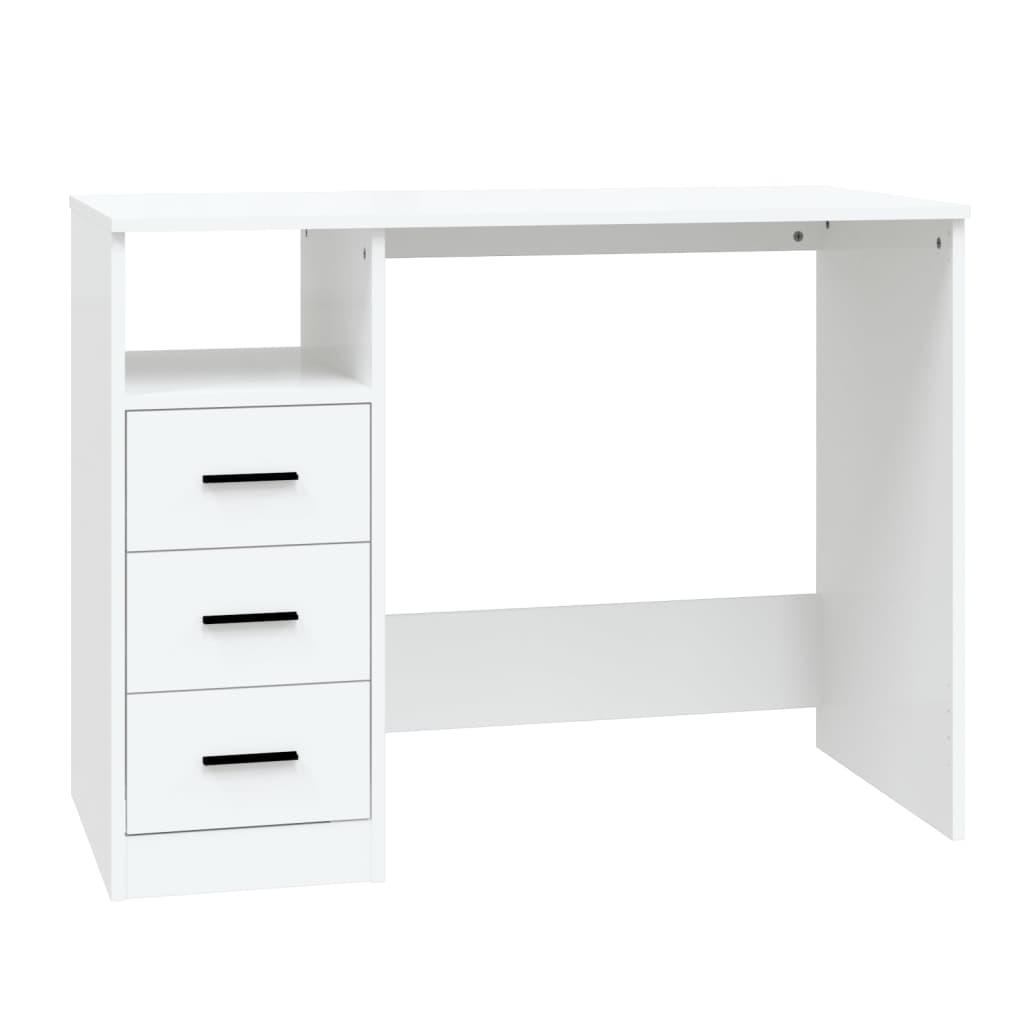 Desk with Drawers White 102x50x76 cm Engineered Wood