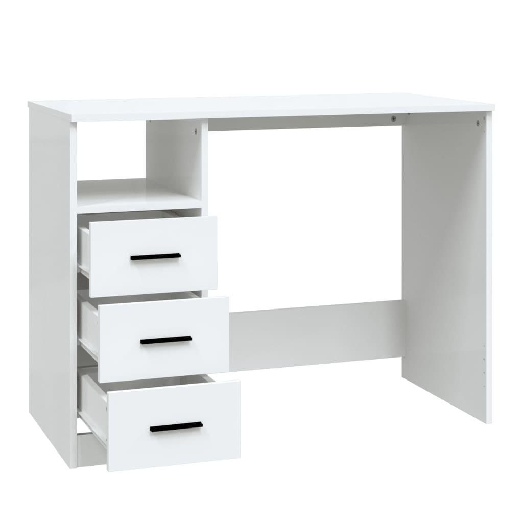 Desk with Drawers White 102x50x76 cm Engineered Wood