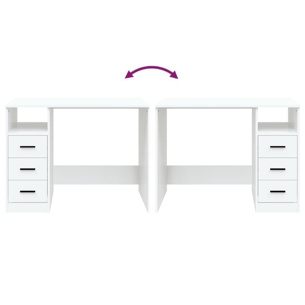 Desk with Drawers White 102x50x76 cm Engineered Wood