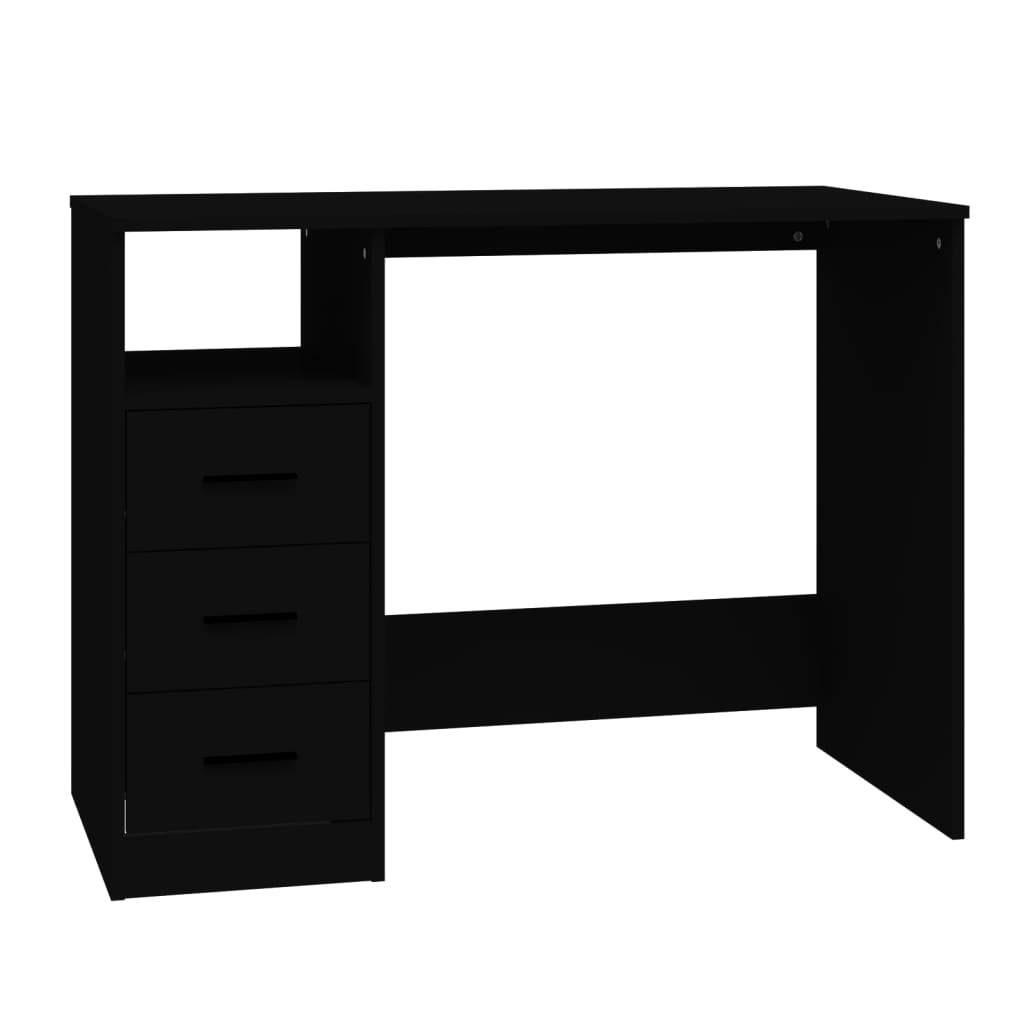 Desk with Drawers Black 102x50x76 cm Engineered Wood