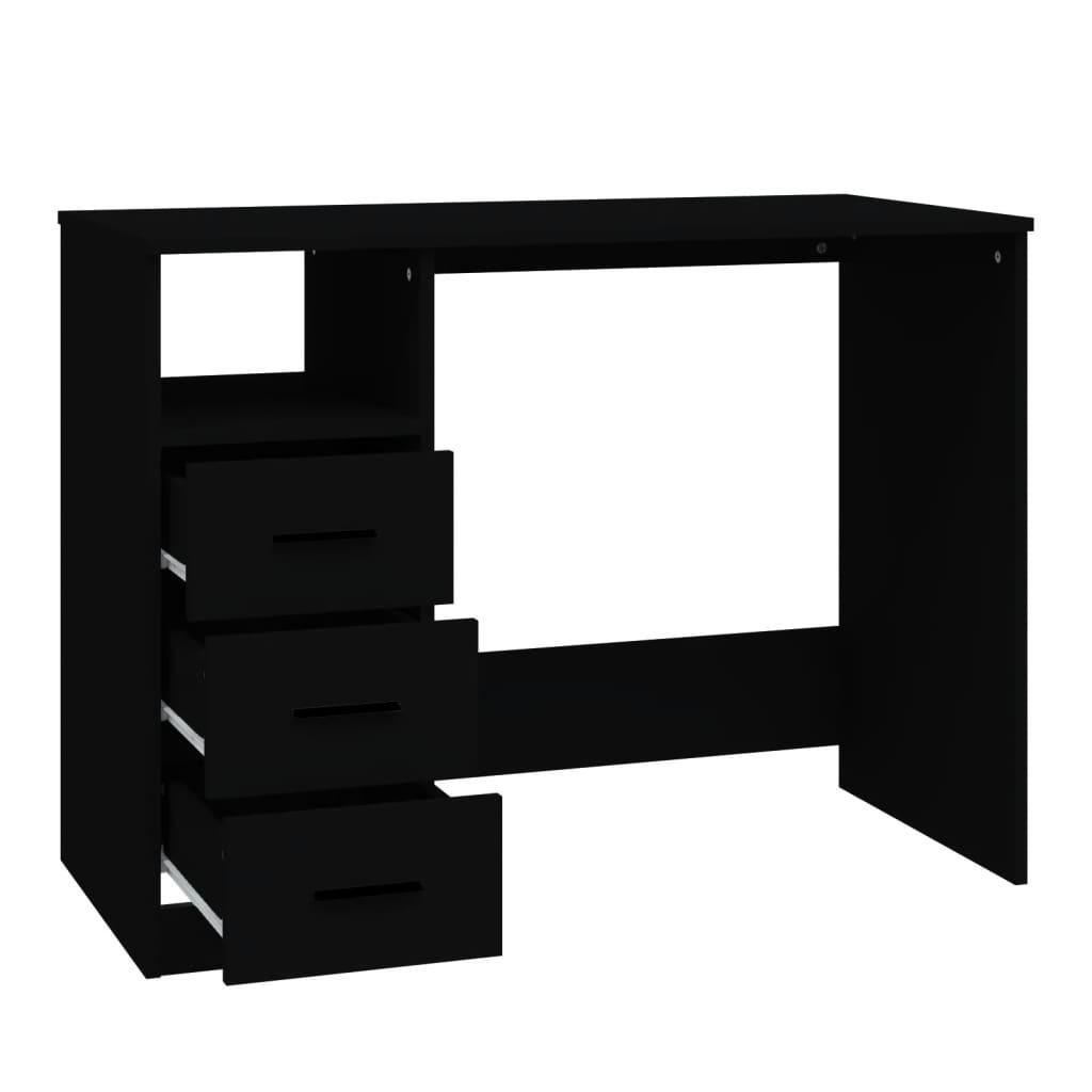 Desk with Drawers Black 102x50x76 cm Engineered Wood