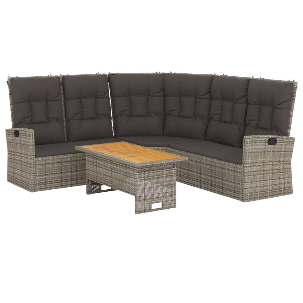 2 Piece Garden Lounge Set with Cushions Grey Poly Rattan
