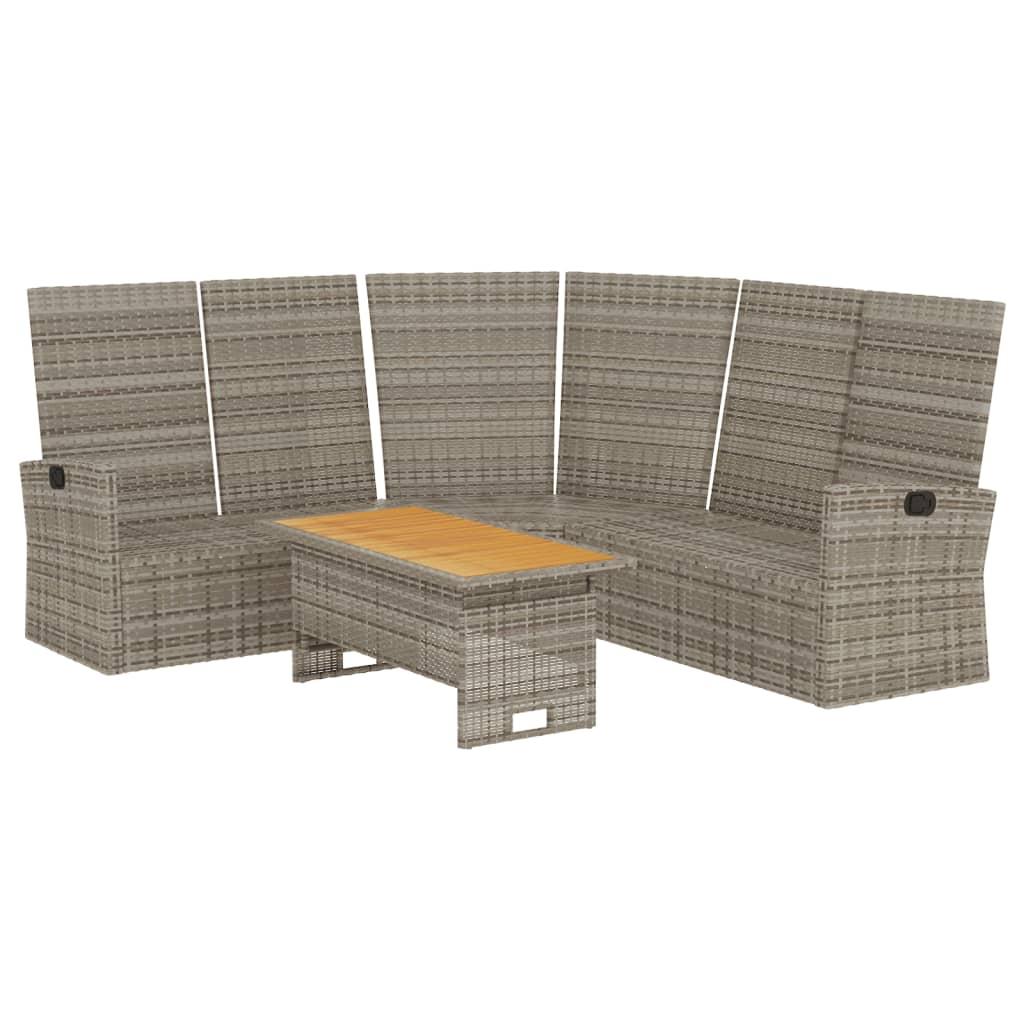 2 Piece Garden Lounge Set with Cushions Grey Poly Rattan