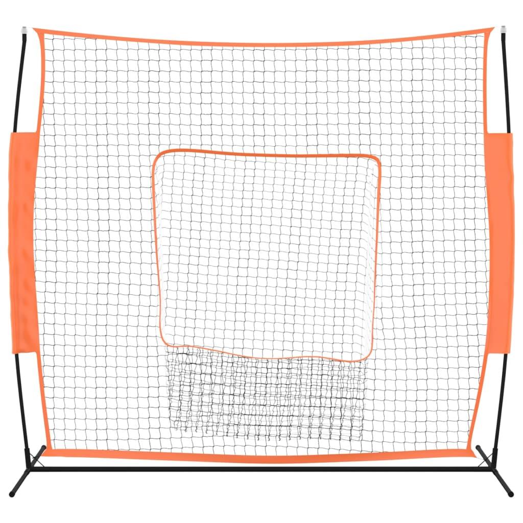 Portable Baseball Net Orange and Black 219x107x212 cm Steel and Polyester