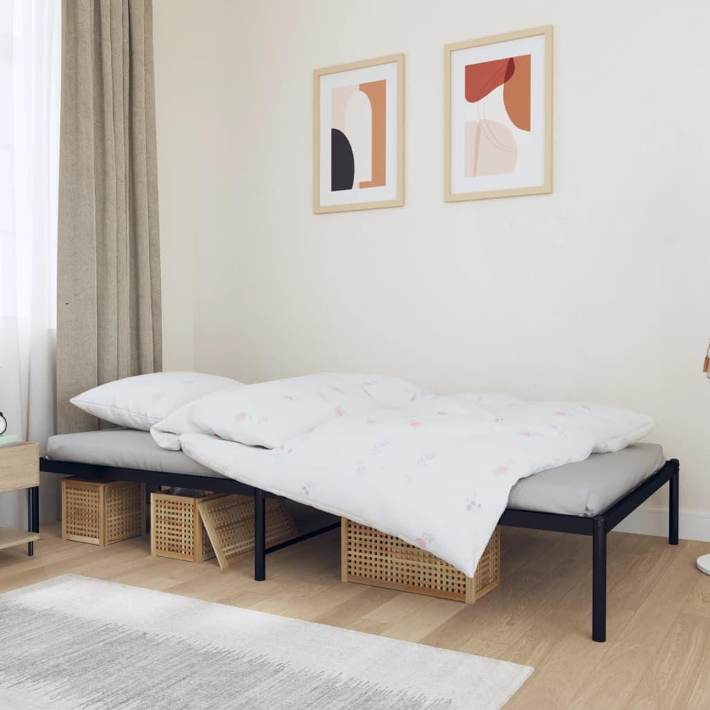 Metal Bed Frame without Mattress Black 107x203 cm King Single