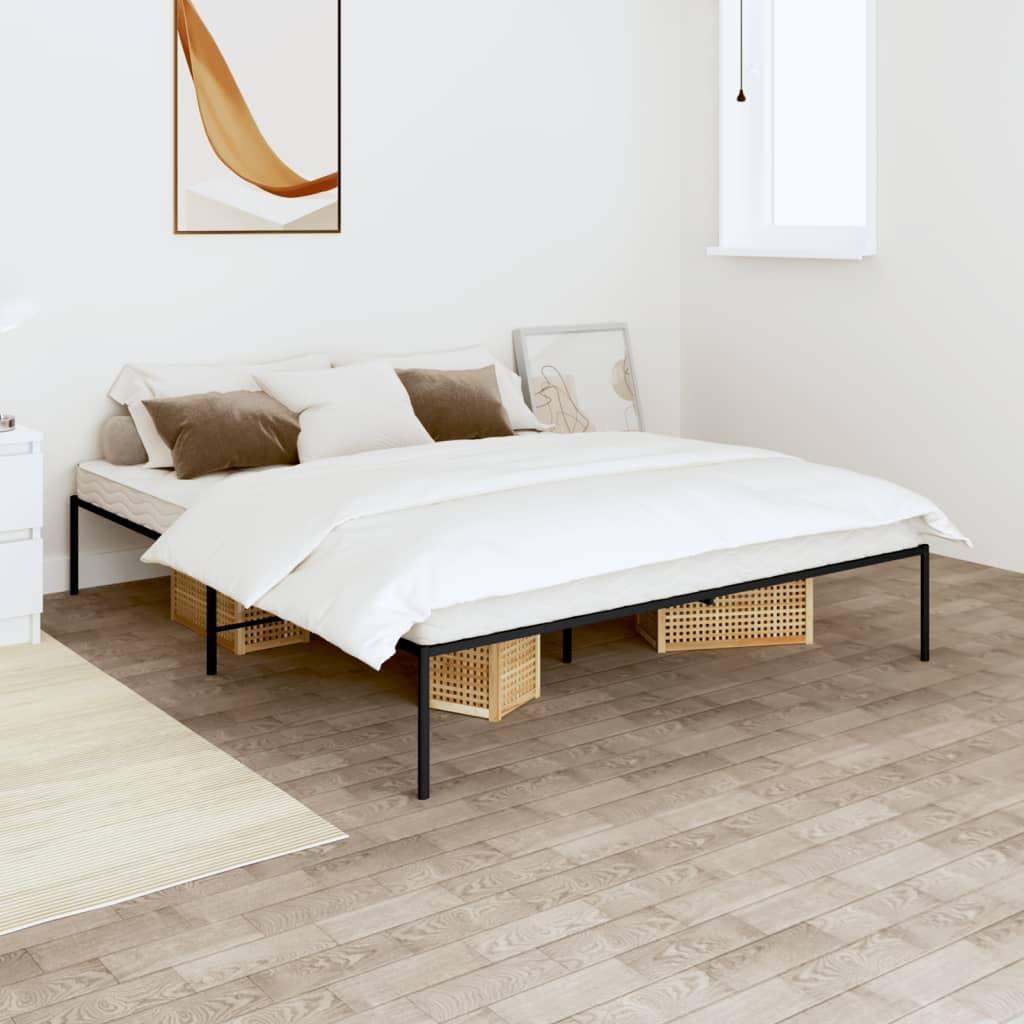 Metal Bed Frame without Mattress Black 150x200 cm