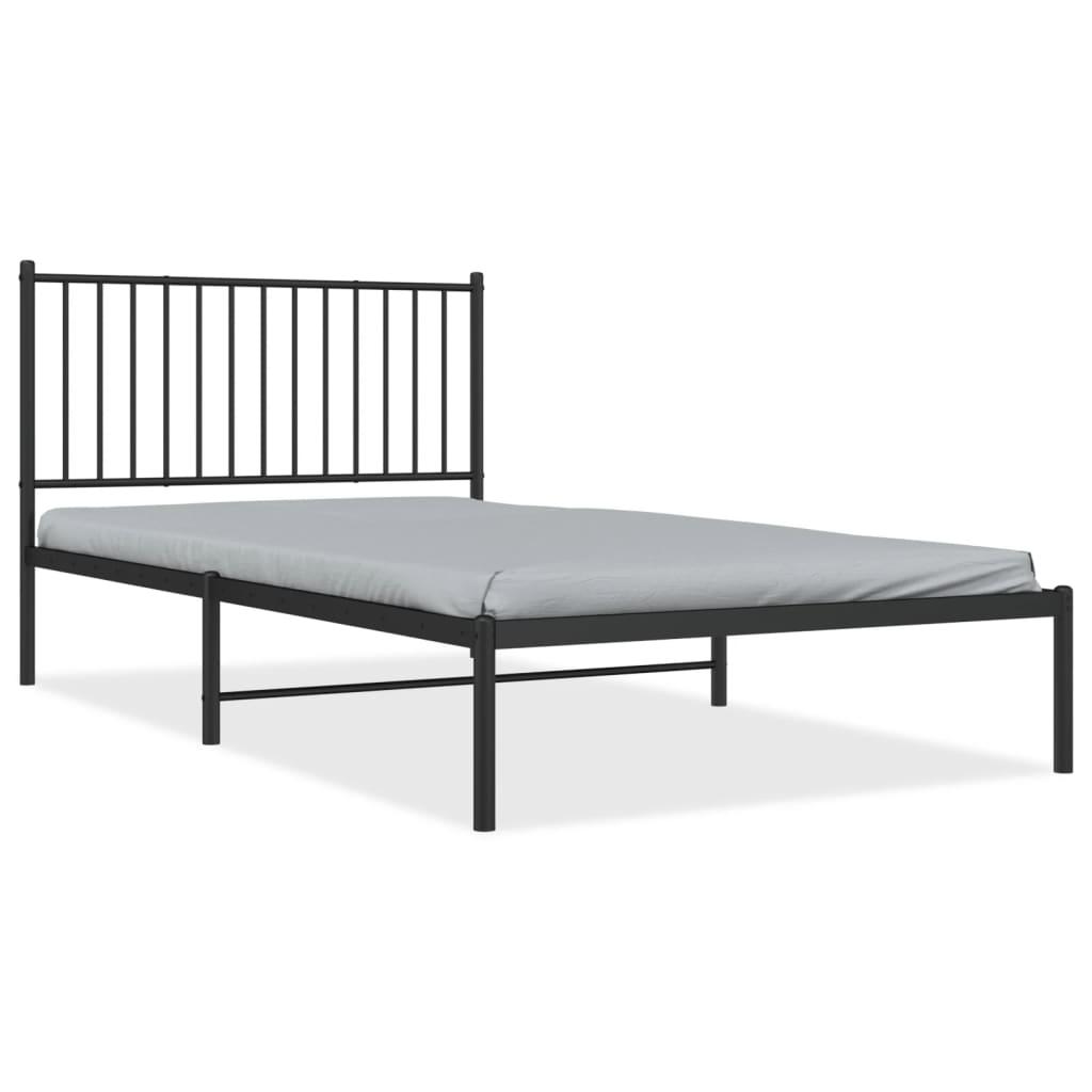 Metal Bed Frame without Mattress with Headboard Black 107x203 cm King Single