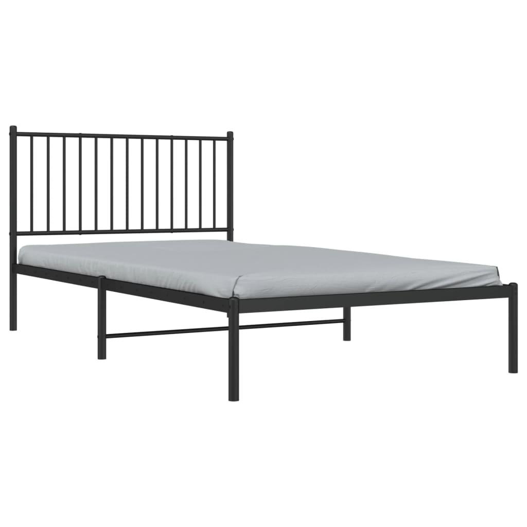 Metal Bed Frame without Mattress with Headboard Black 107x203 cm King Single