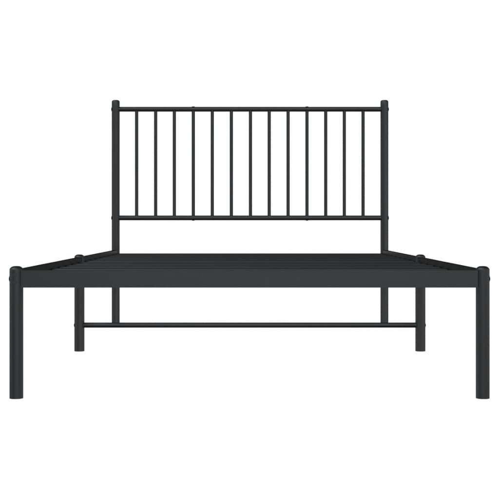 Metal Bed Frame without Mattress with Headboard Black 107x203 cm King Single